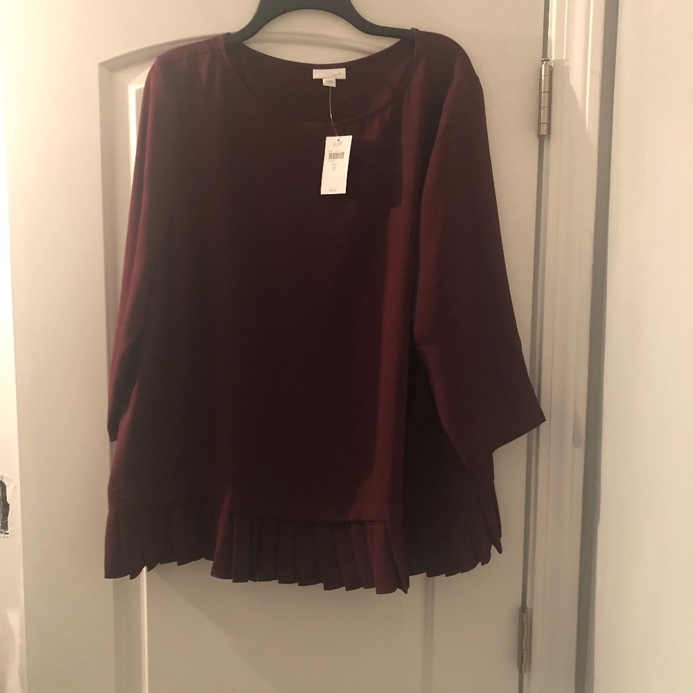 JJill Burgundy Pleated Blouse
